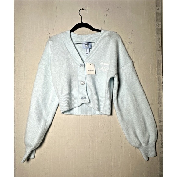 Forever 21 Sweaters - NWT Forever 21 Angel Hello Kitty Knit Blue Cropped Cardigan Sweater | Sz: S